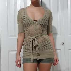 Costa Blanca Tanned Crochet Button-Up